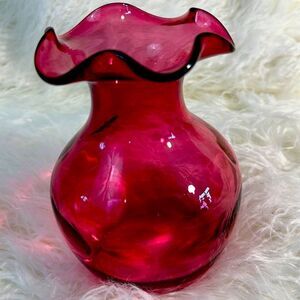Fenton Cranberry Glass Vase